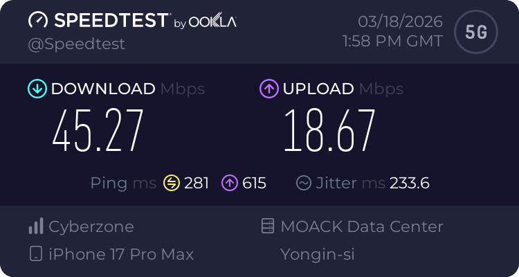 surfshark连接韩国节点测速