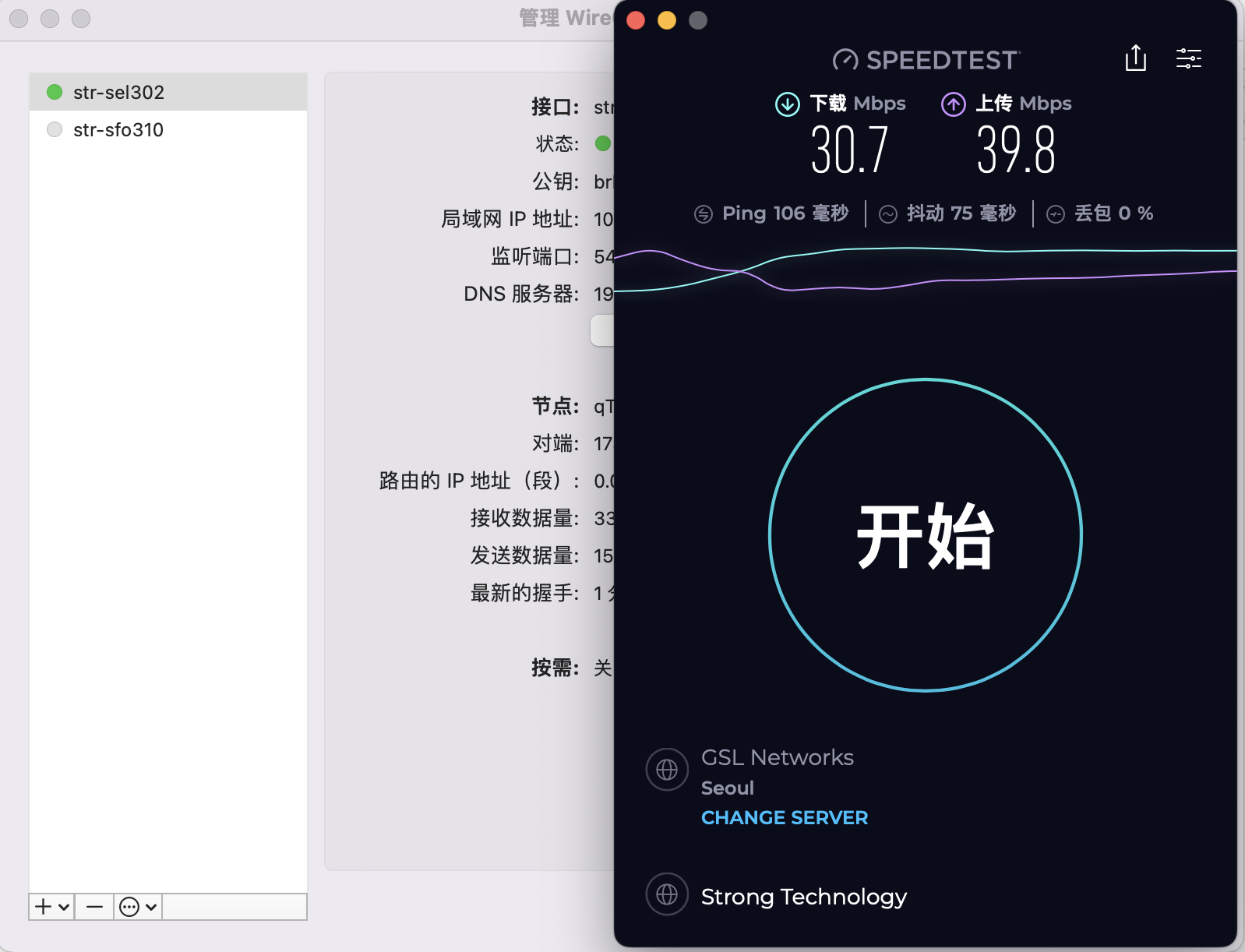strongvpn iOS WireGuard 客户端连接日本节点测速